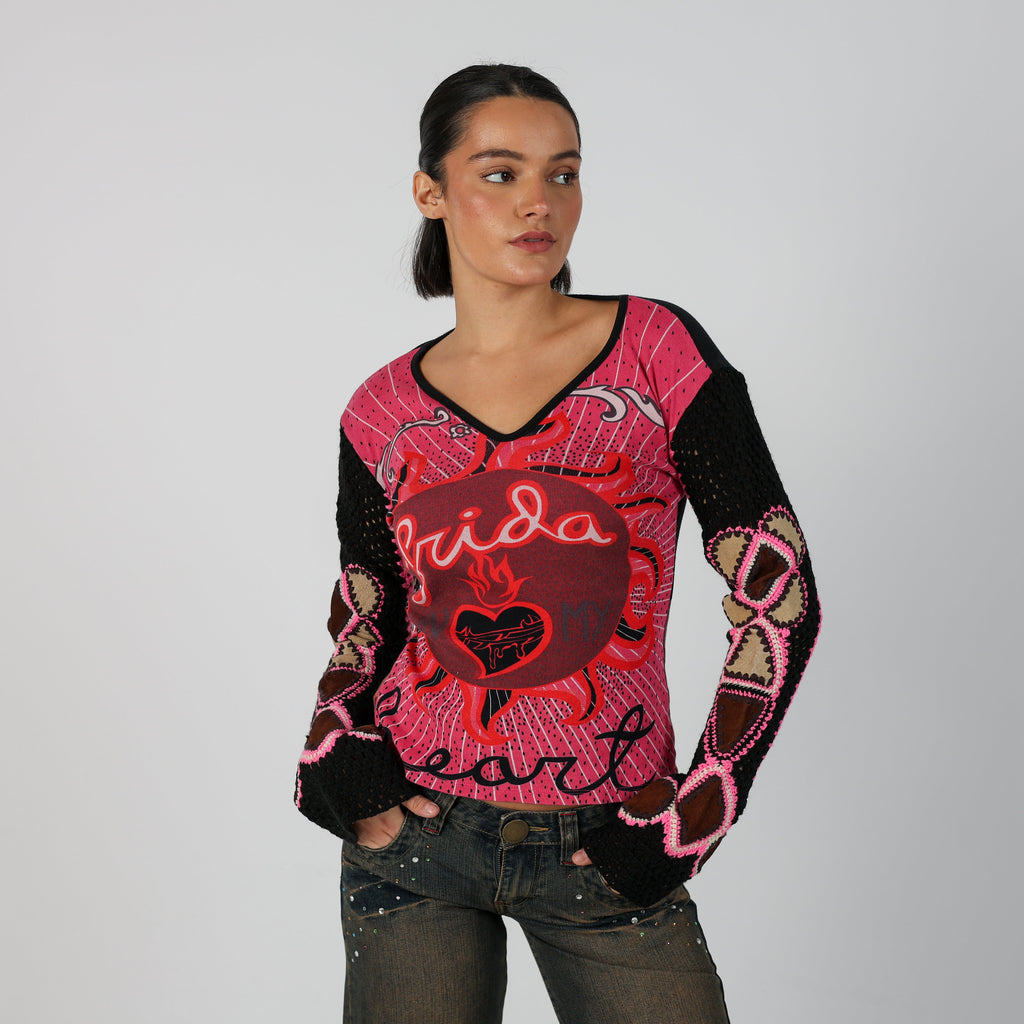 Black Y2K Custo Barcelona Long Sleeve Top (S)