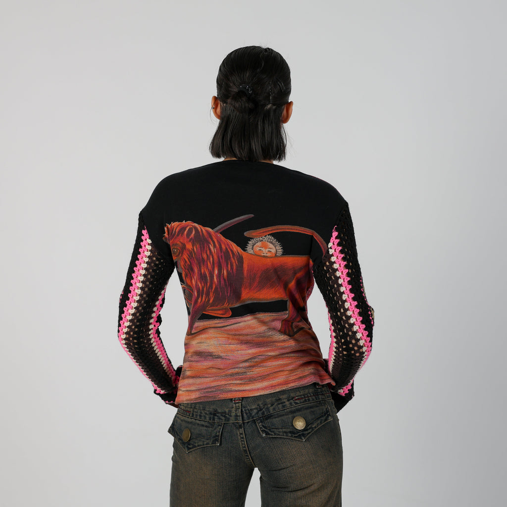 Black Y2K Custo Barcelona Long Sleeve Top (S)
