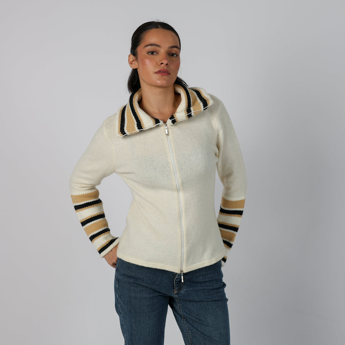 Cream Y2K Knitted Jumper Wool blend (S)