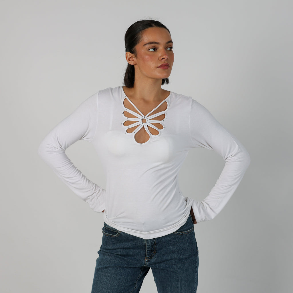 Ivory Y2K Long Sleeve Top (L)