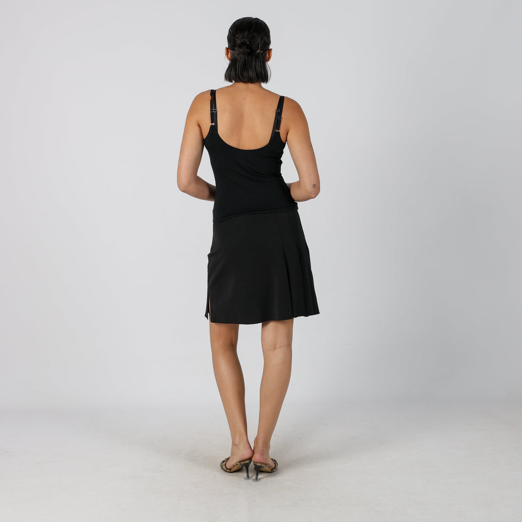 Black Y2K Denny Rose Woven Mini Skirt (S)