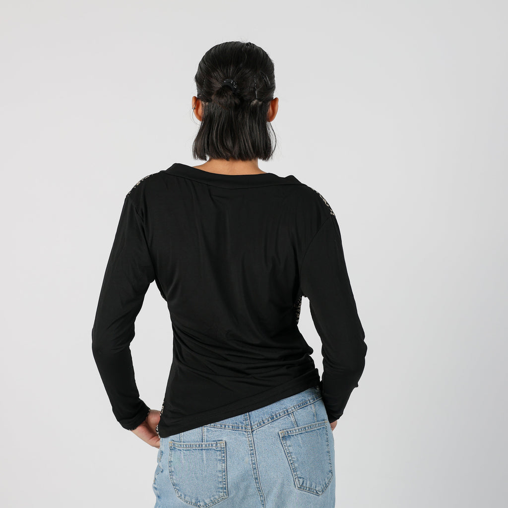 Black Y2K Long Sleeve Top (S)