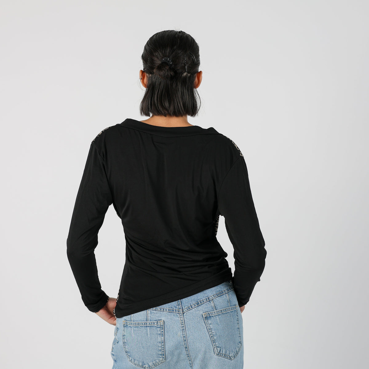 Black Y2K Long Sleeve Top (S)