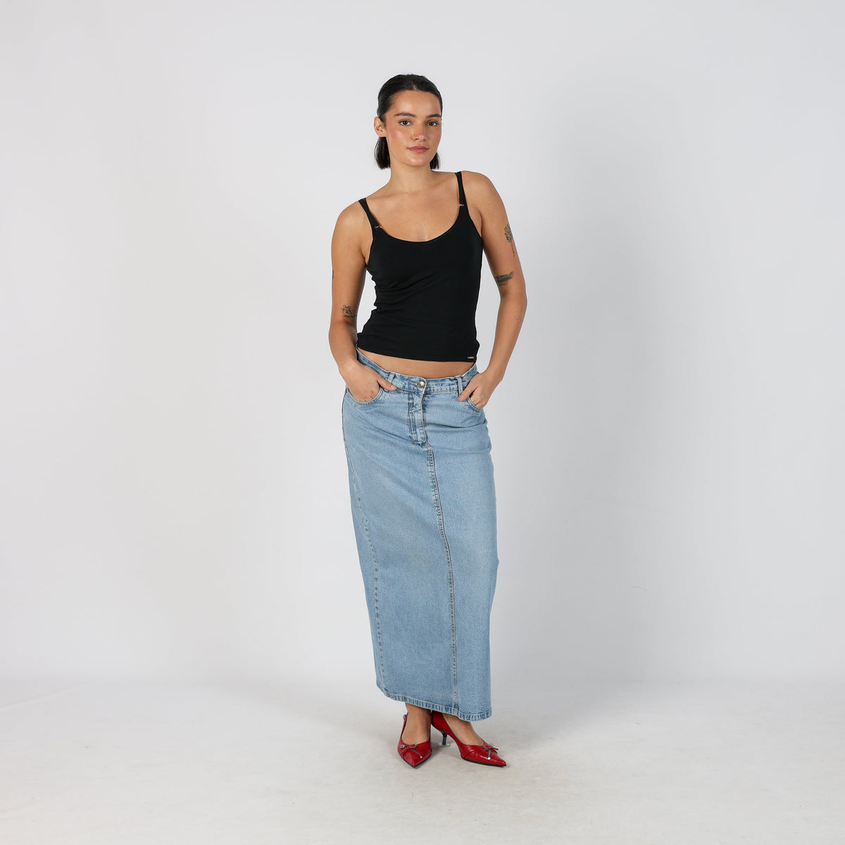 Light Blue Y2K Denim Maxi Skirt (S)