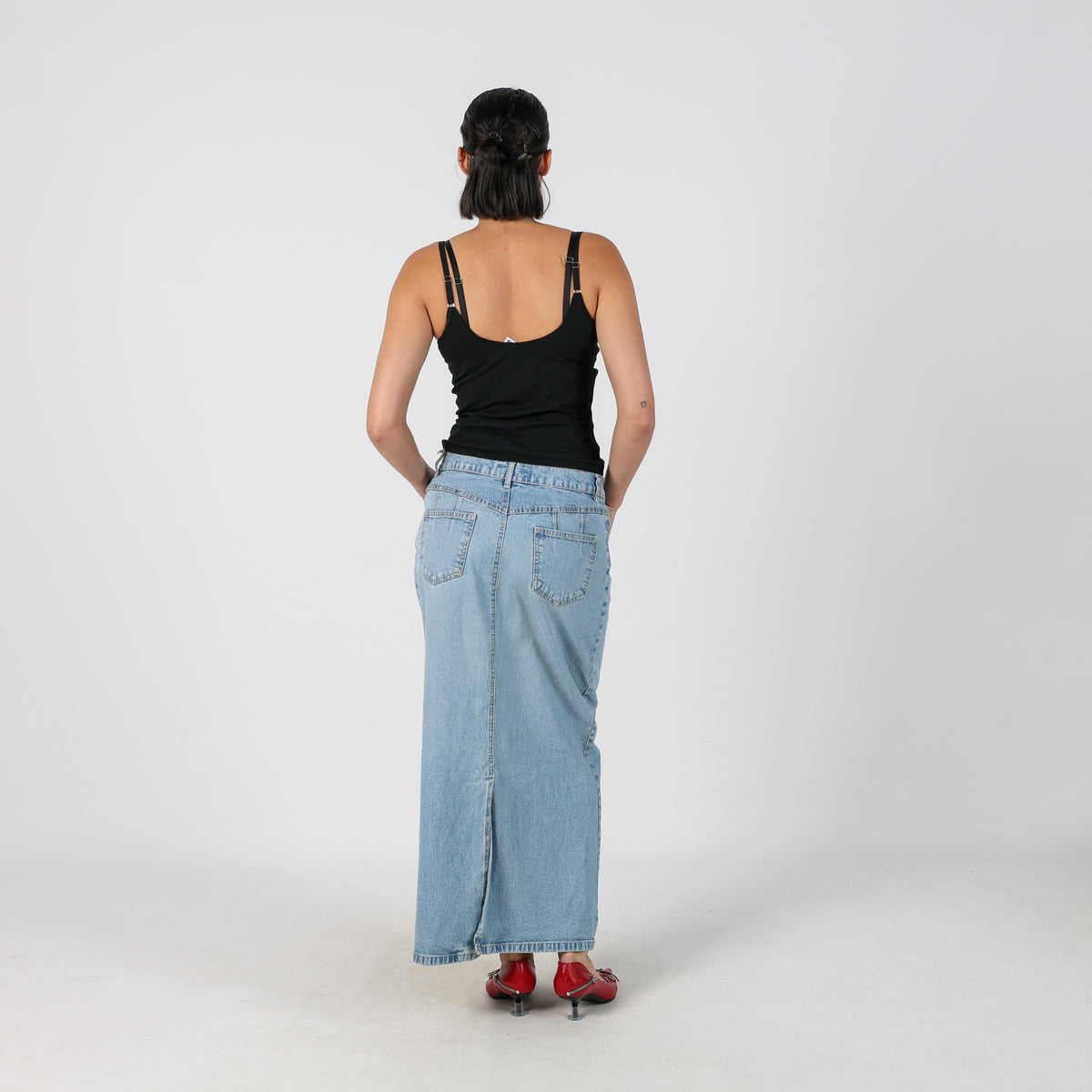 Light Blue Y2K Denim Maxi Skirt (S)