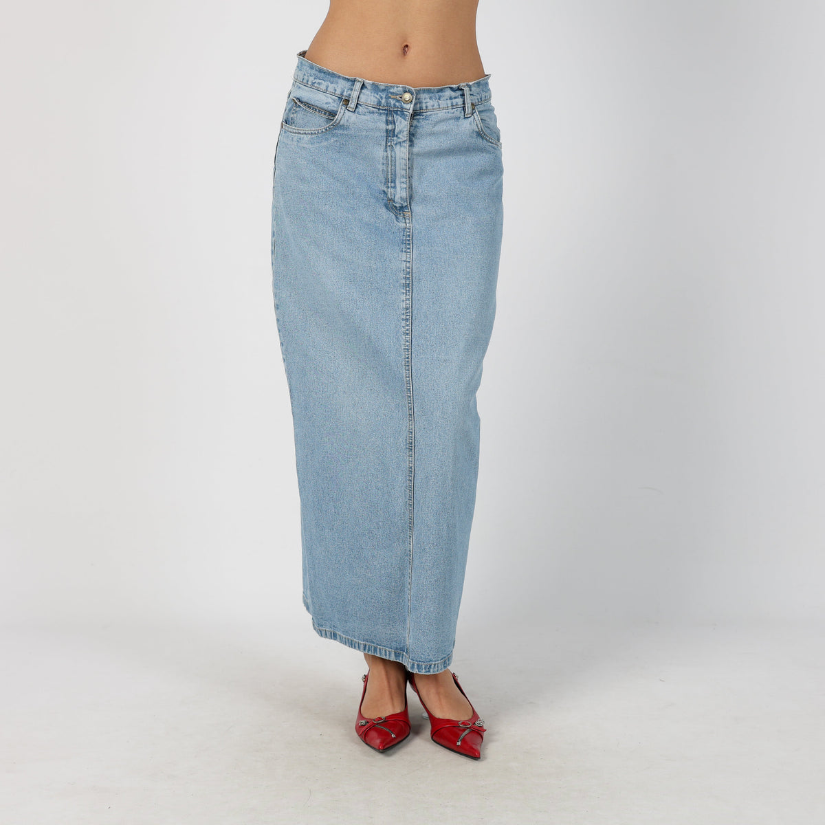 Light Blue Y2K Denim Maxi Skirt (S)