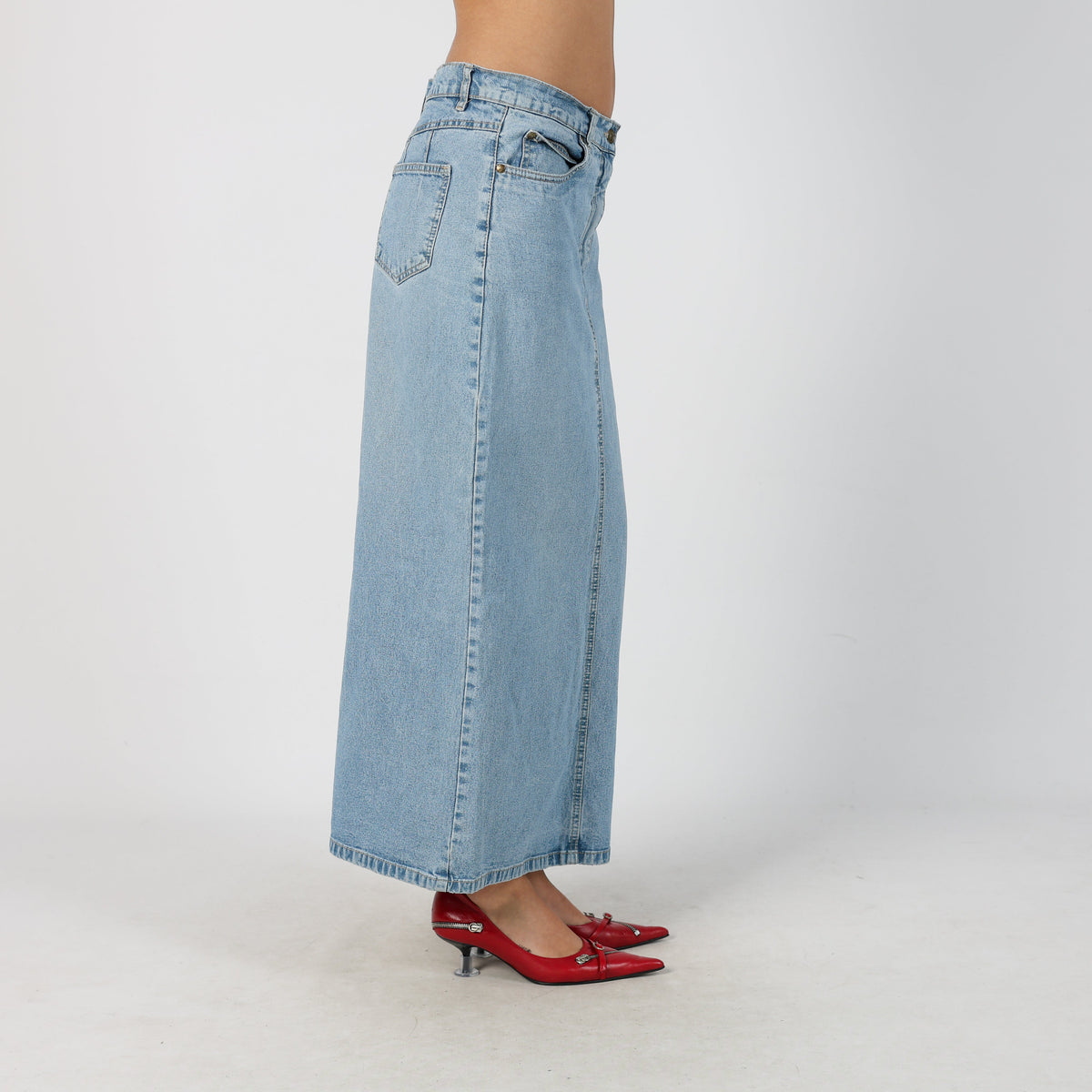 Light Blue Y2K Denim Maxi Skirt (S)