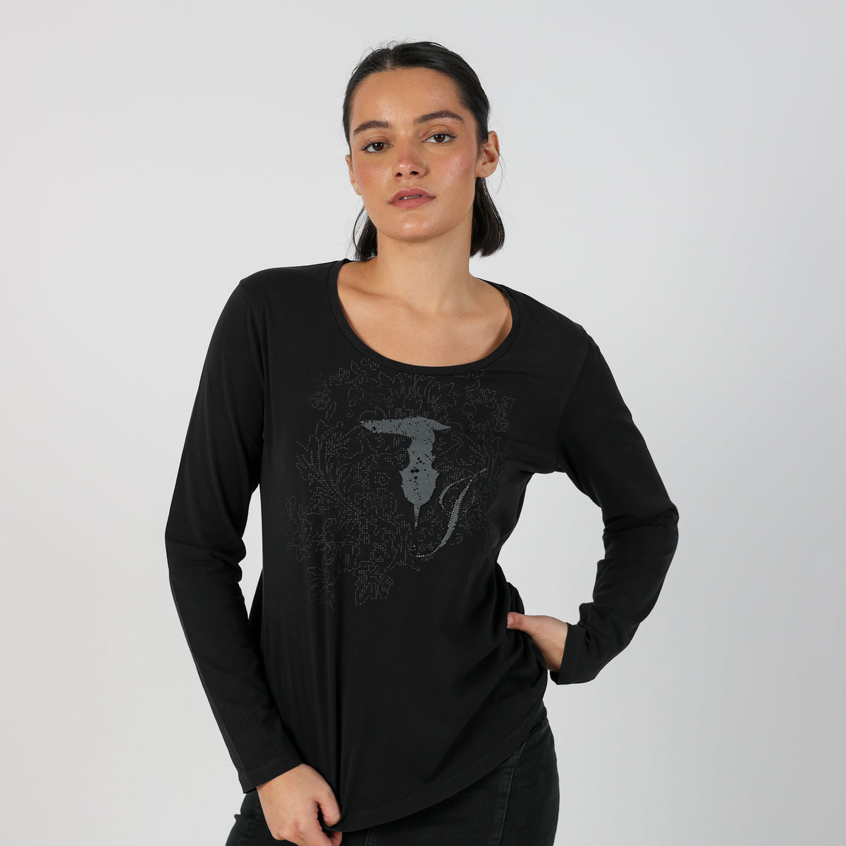 Black Y2K Trussardi Long Sleeve Top (M)