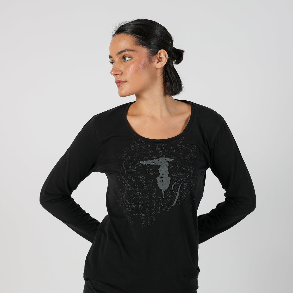 Black Y2K Trussardi Long Sleeve Top (M)