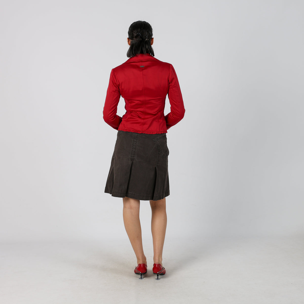 Brown Y2K Woven Midi Skirt (S)