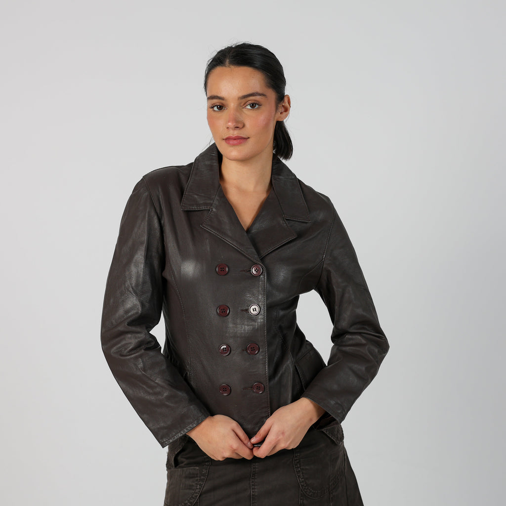 Brown 90s Leather Jacket (S)