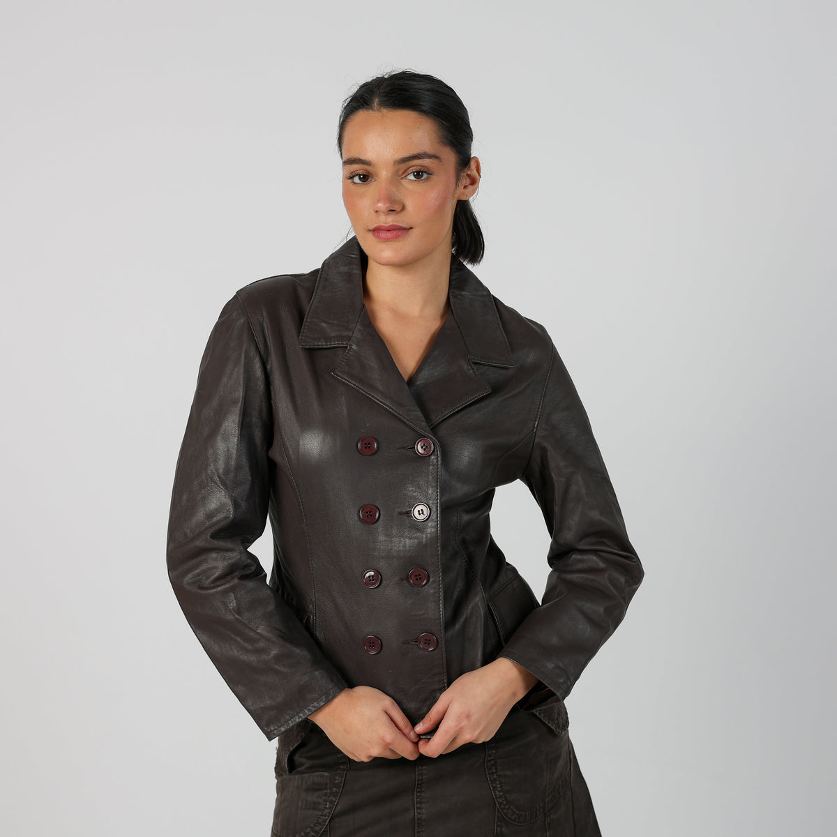 Brown 90s Leather Jacket (S)
