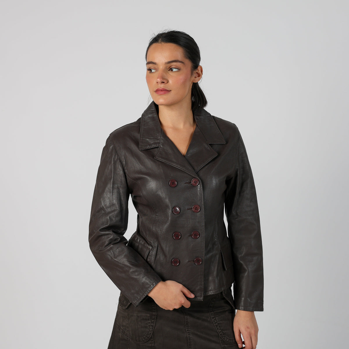 Brown 90s Leather Jacket (S)