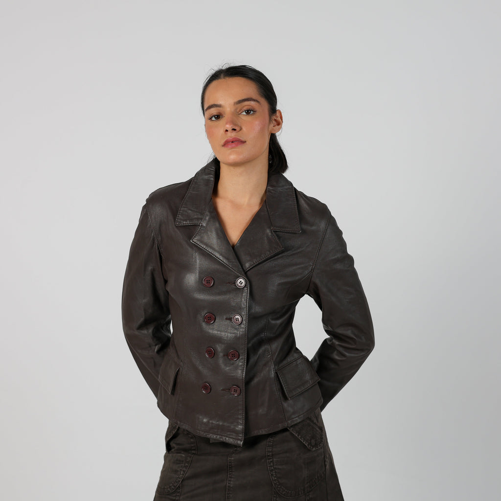 Brown 90s Leather Jacket (S)