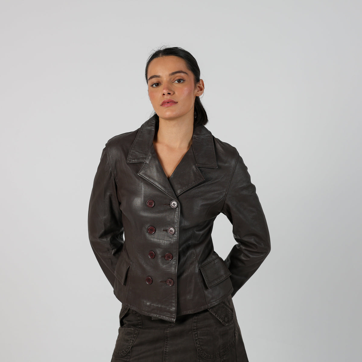 Brown 90s Leather Jacket (S)