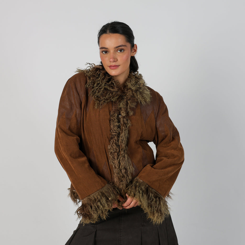 Brown Y2K Afghan Coat (L)