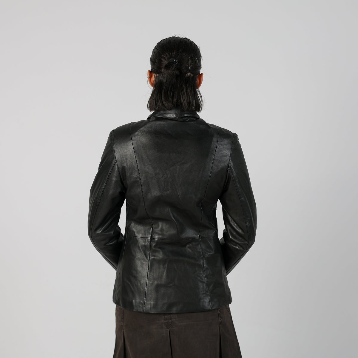 Black 90s Made in Italy Leather Jacket (S)