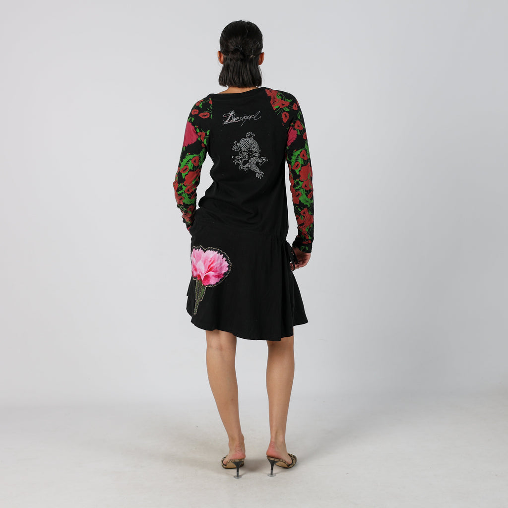Black Y2K Desigual Woven Midi Dress (M)