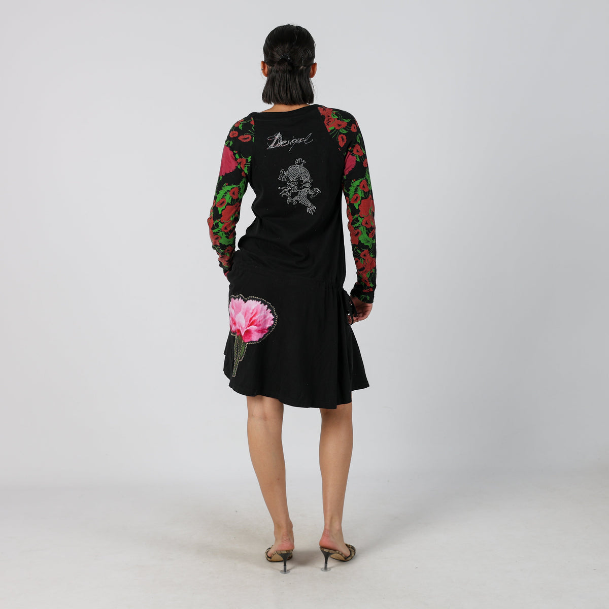Black Y2K Desigual Woven Midi Dress (M)