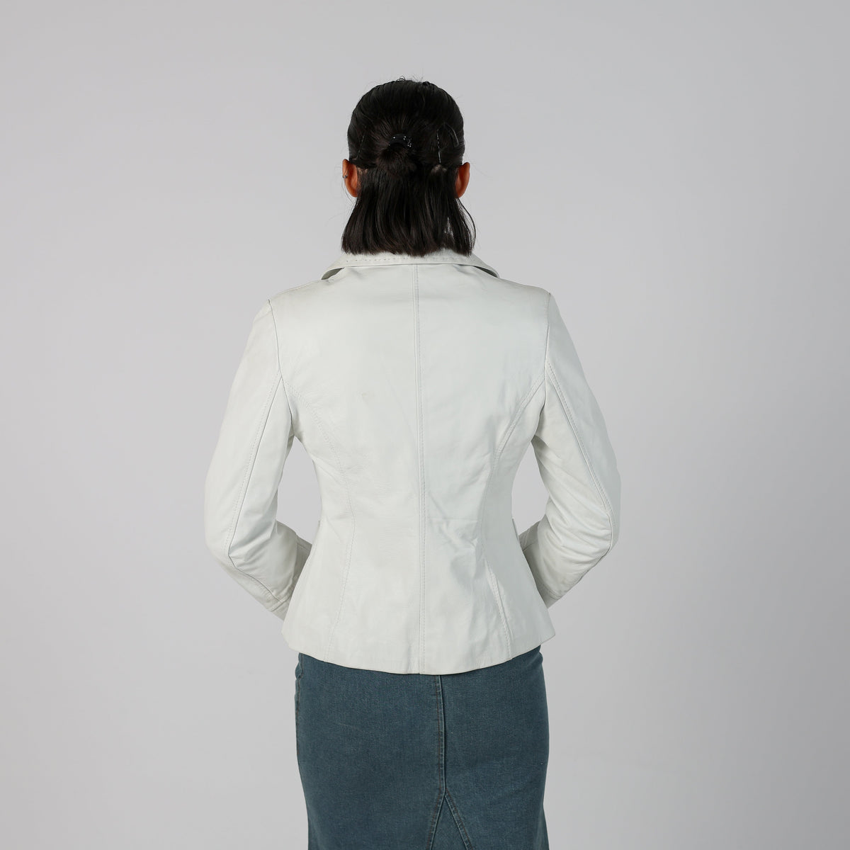 White Y2K Cannella Leather Jacket (S)