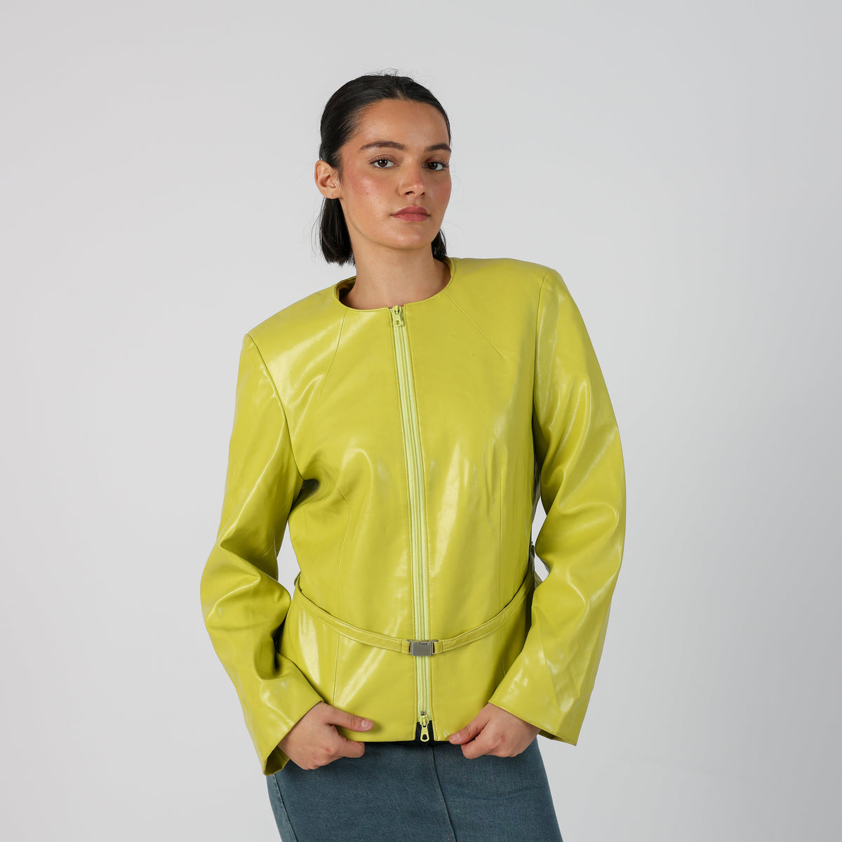 Light Green Y2K Leather Jacket Faux (10)