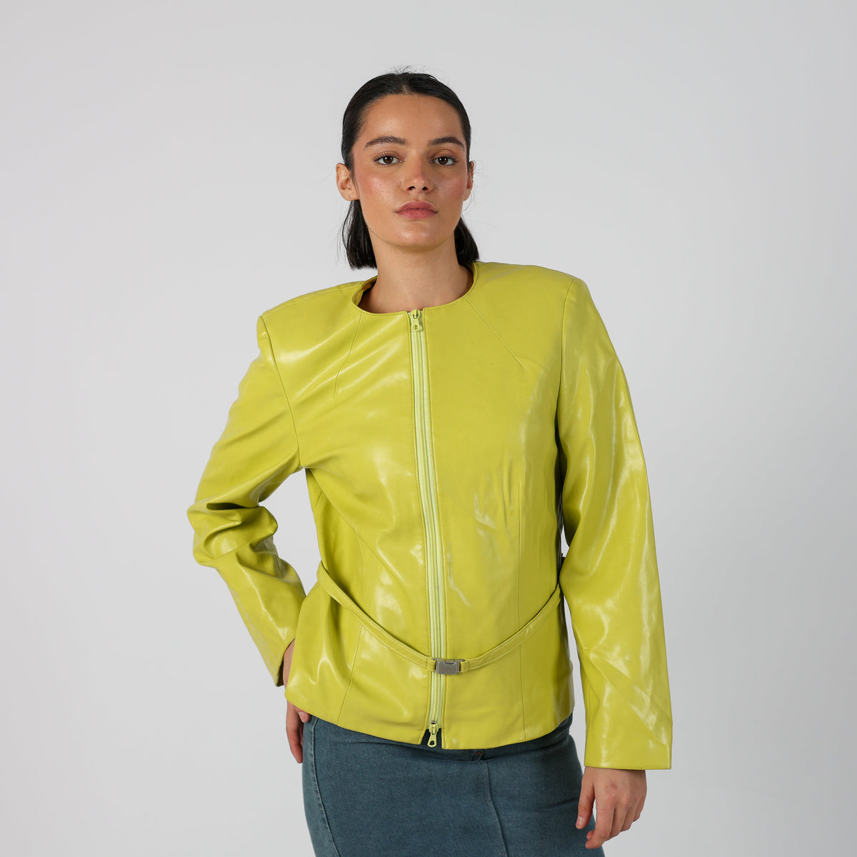 Light Green Y2K Leather Jacket Faux (10)