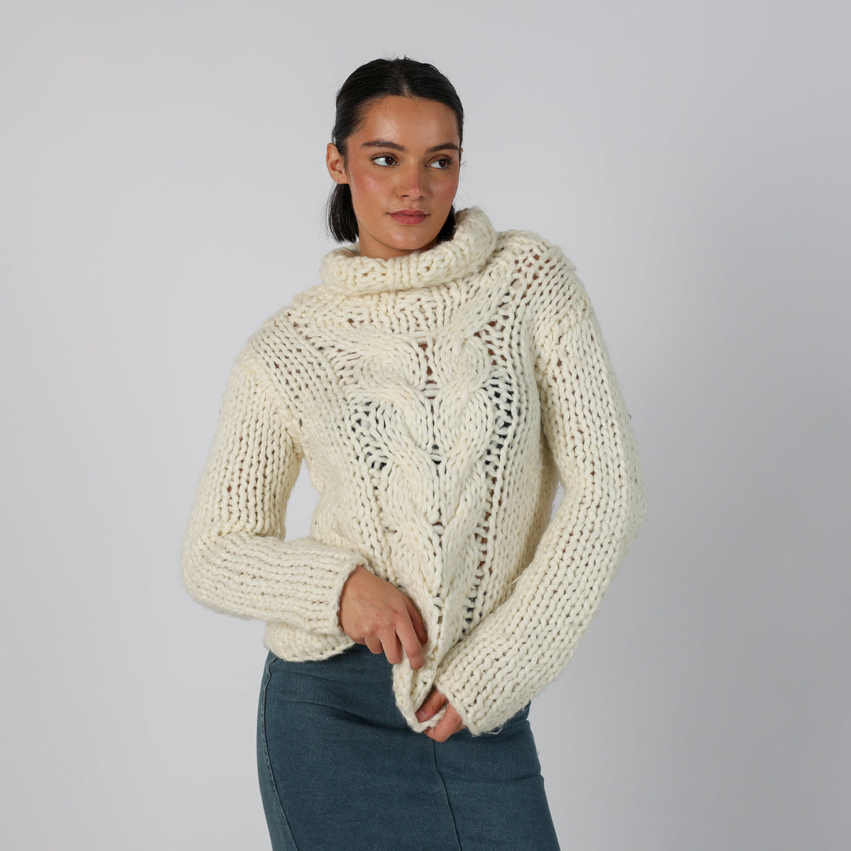 Cream Y2K Made in Italy Knitted Jumper Wool blend (M)