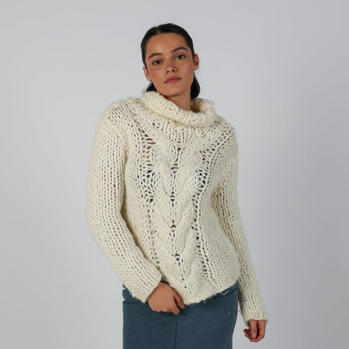 Cream Y2K Made in Italy Knitted Jumper Wool blend (M)