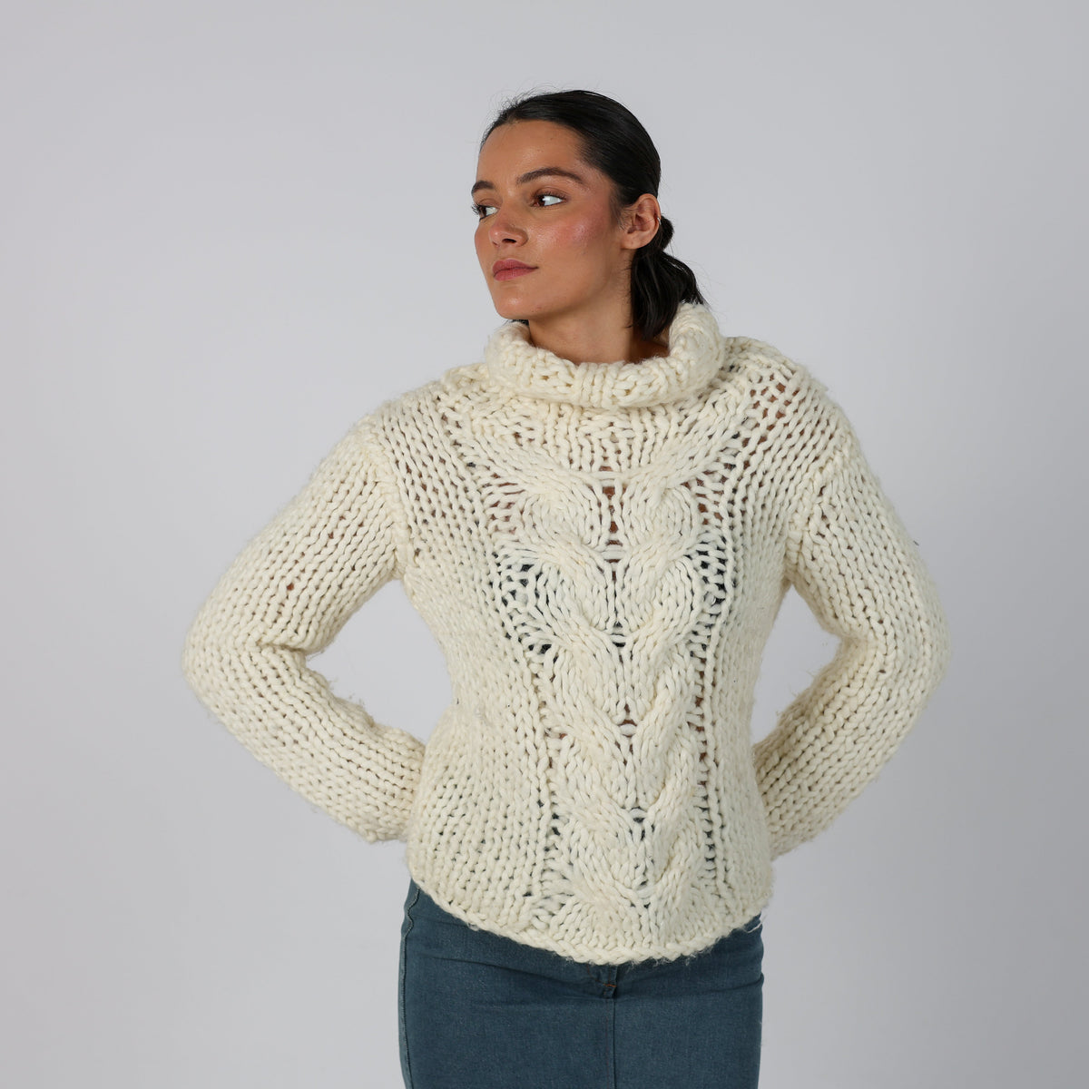 Cream Y2K Made in Italy Knitted Jumper Wool blend (M)