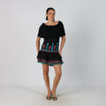 Black Y2K Made in Italy Woven Mini Dress (M)