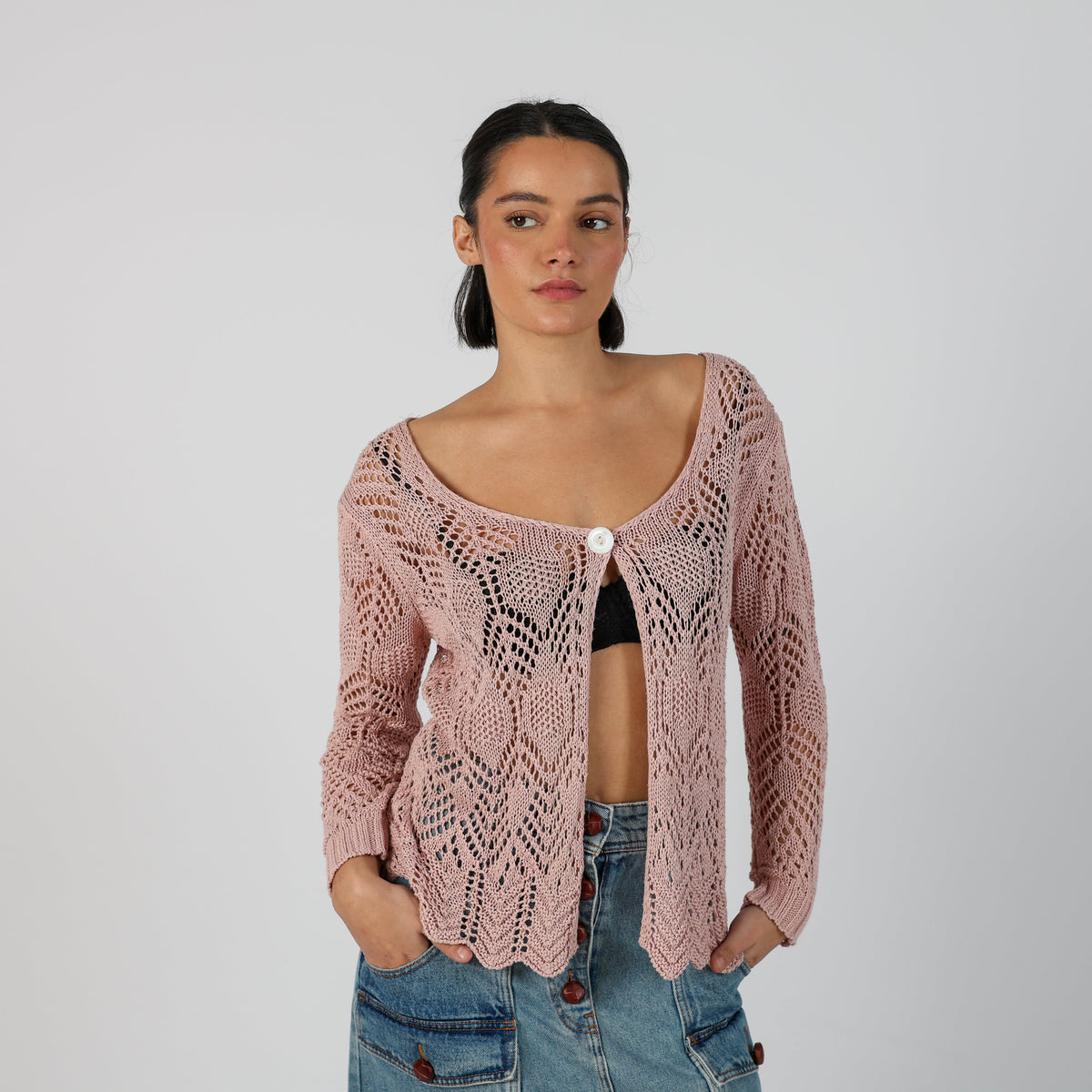 Baby Pink Y2K Made in Italy Cardigan (M)