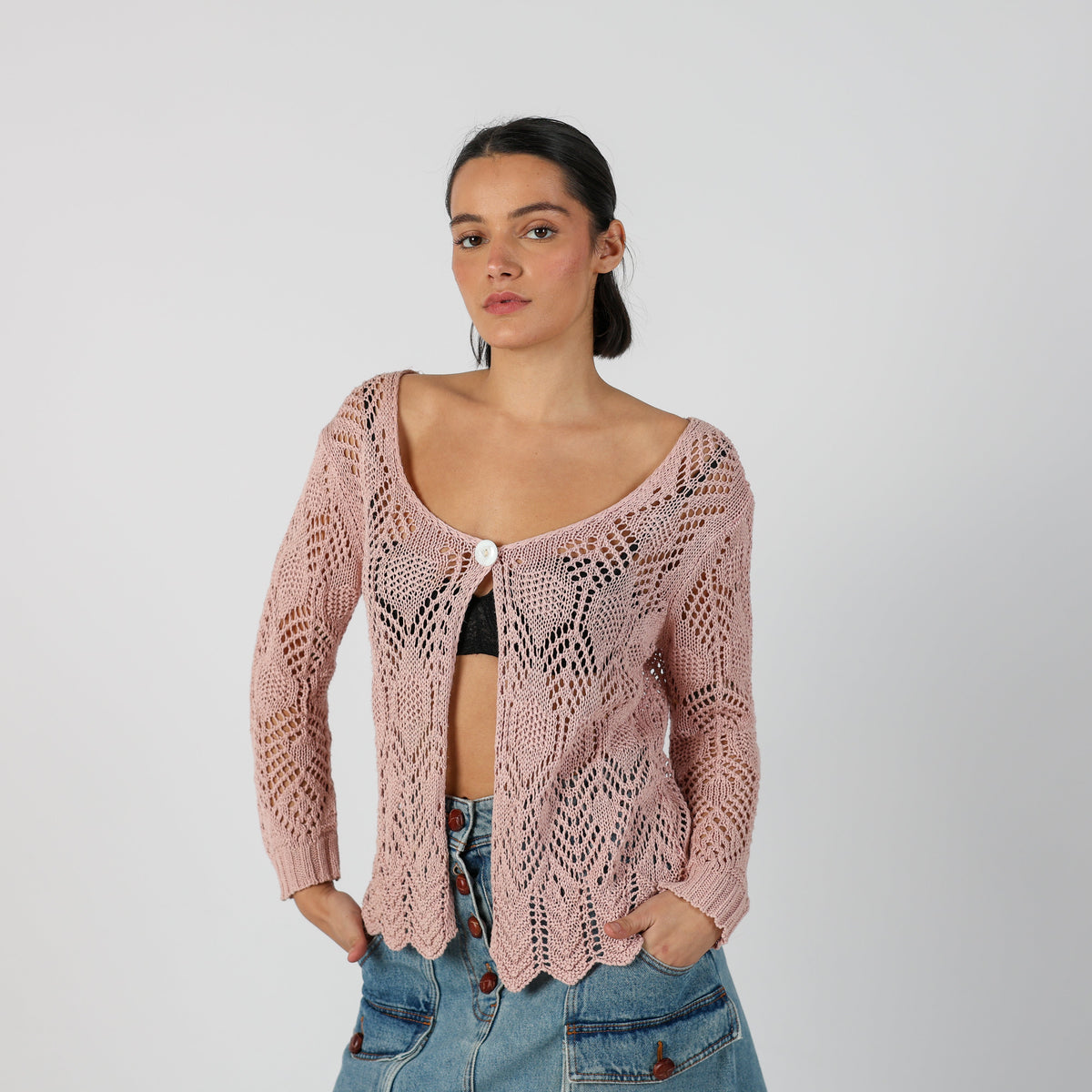 Baby Pink Y2K Made in Italy Cardigan (M)
