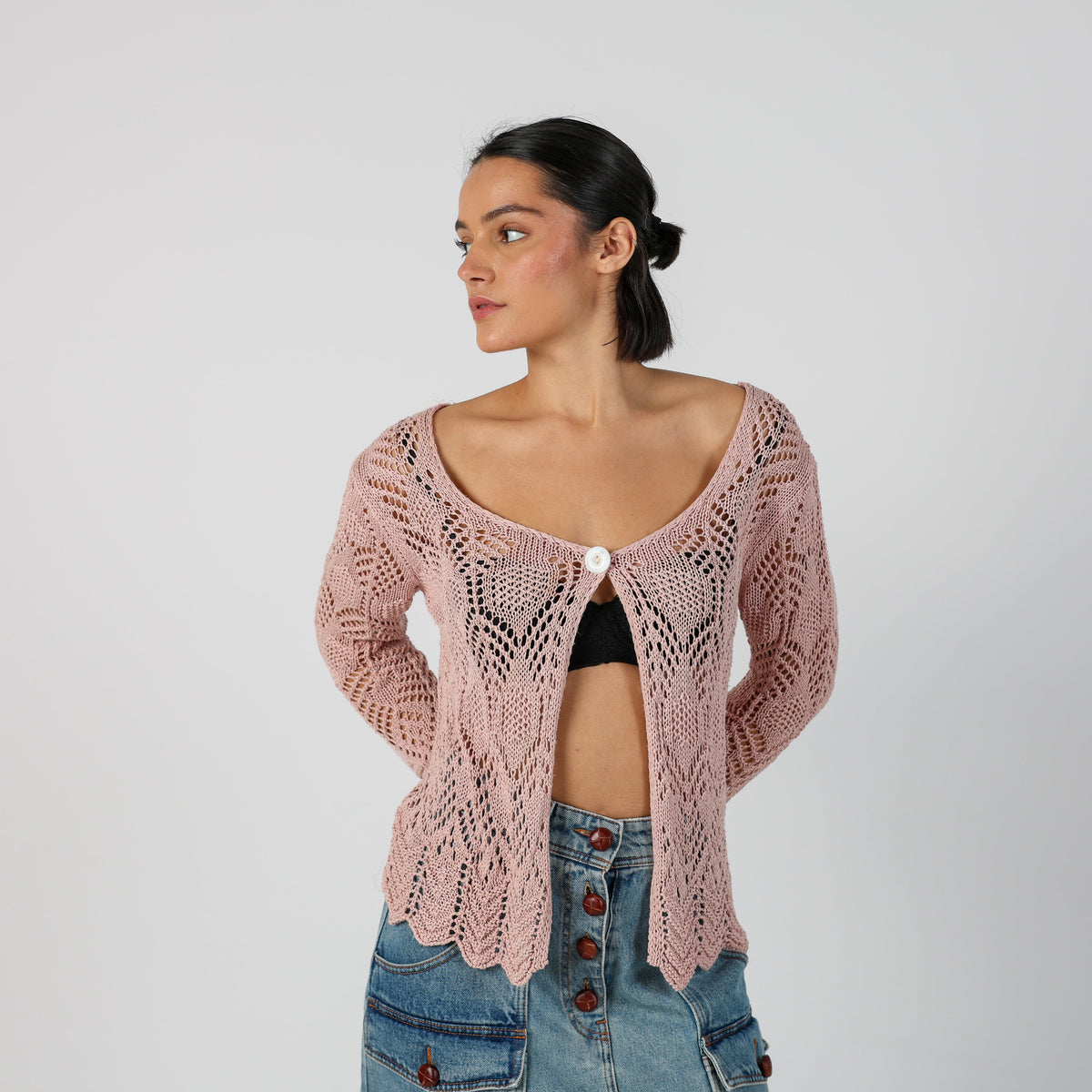 Baby Pink Y2K Made in Italy Cardigan (M)