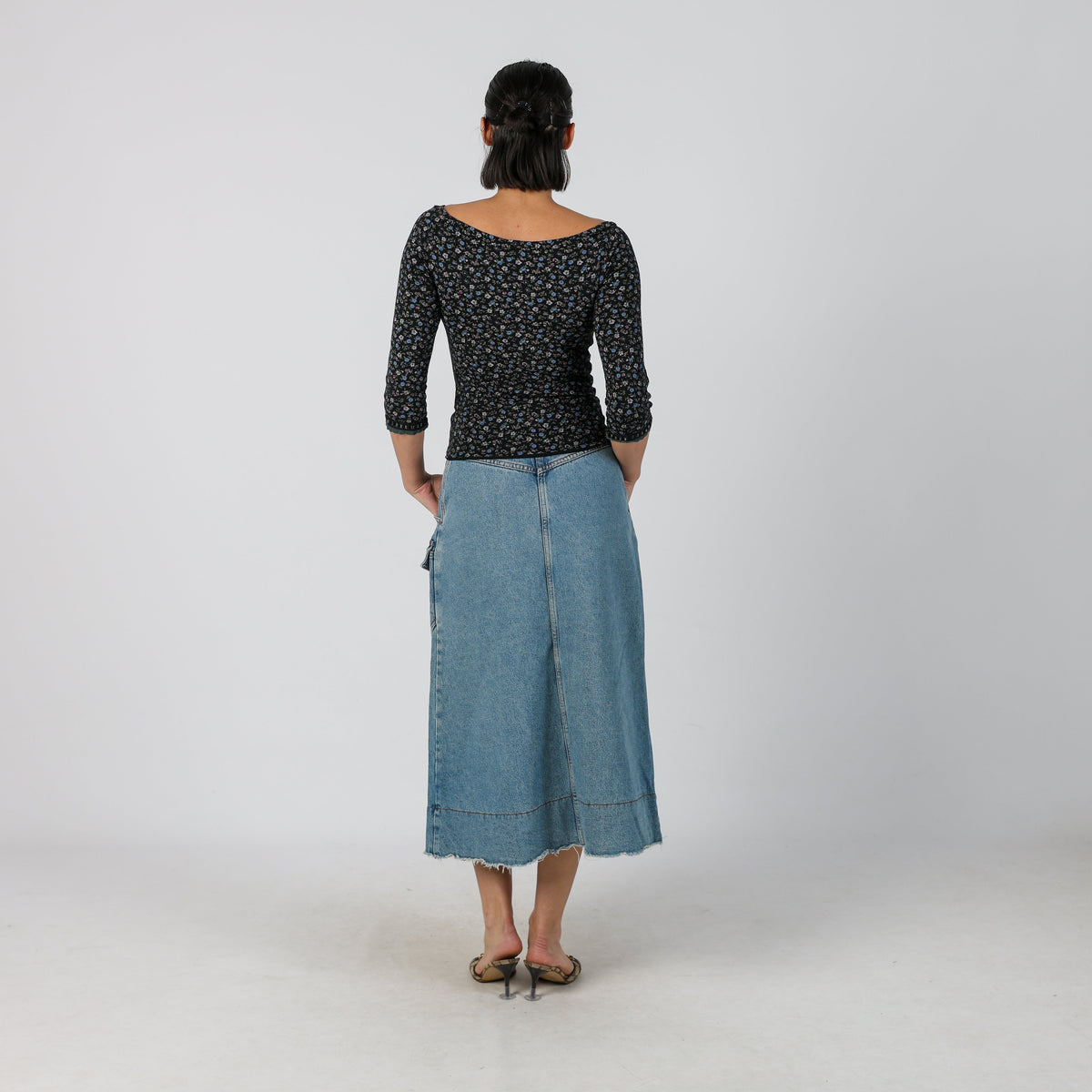 Light Blue Y2K Made in Italy Denim Maxi Skirt (6)