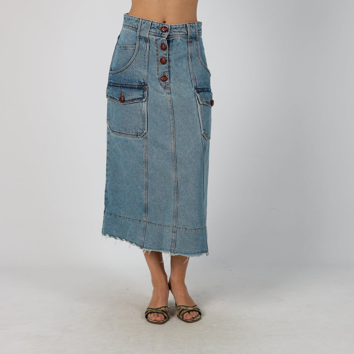 Light Blue Y2K Made in Italy Denim Maxi Skirt (6)
