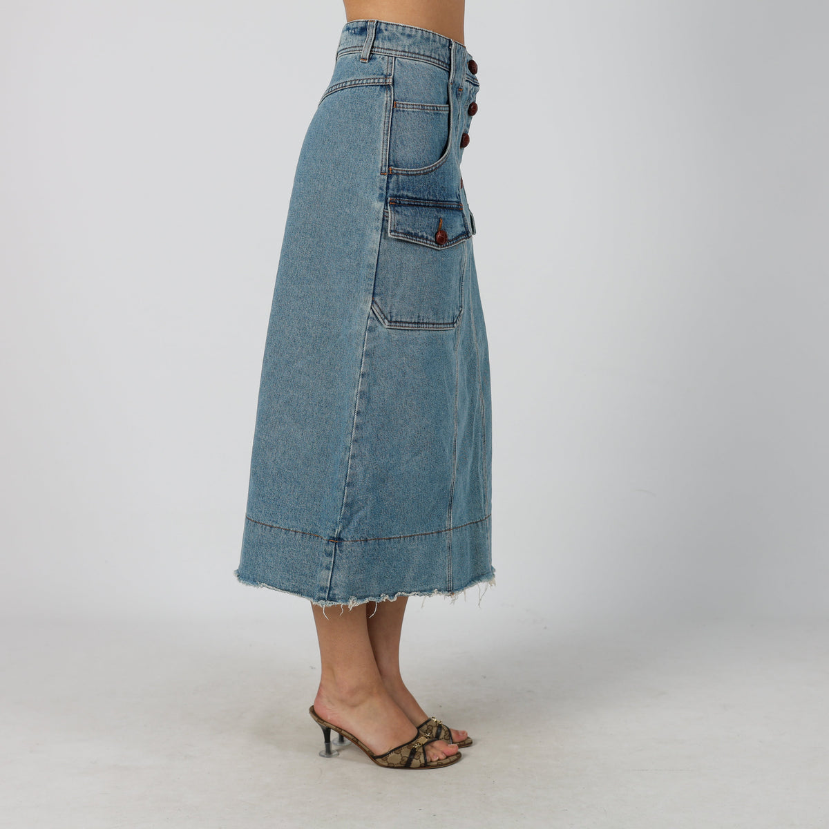 Light Blue Y2K Made in Italy Denim Maxi Skirt (6)