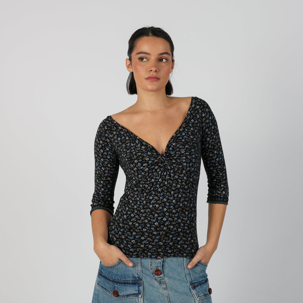 Black Y2K Long Sleeve Top (XS)