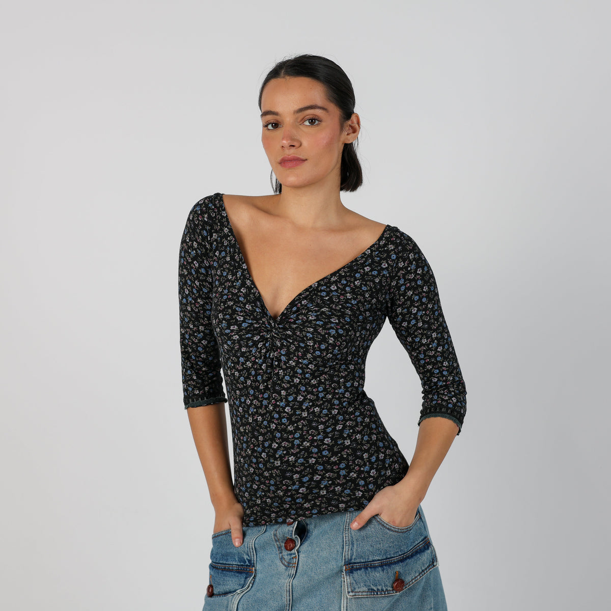 Black Y2K Long Sleeve Top (XS)
