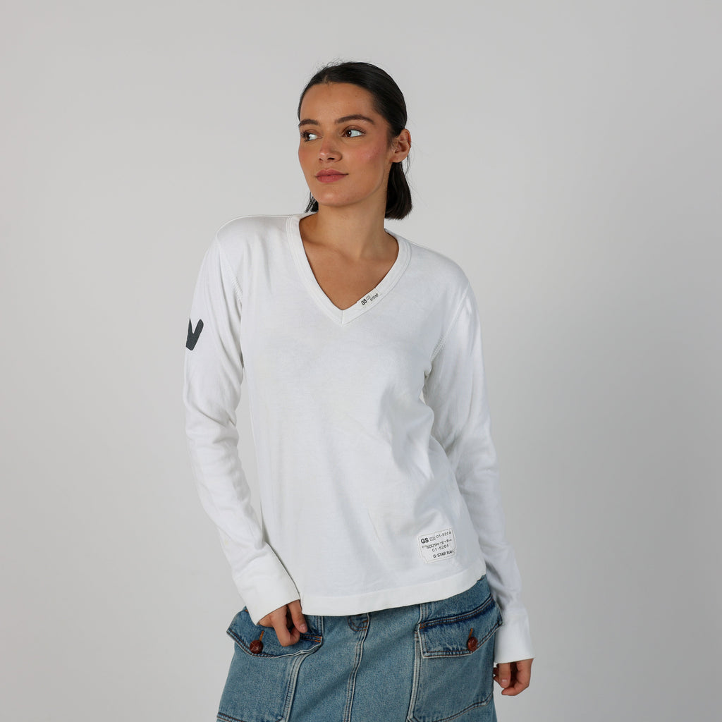 Ivory Y2K G-Star Long Sleeve Top (M)