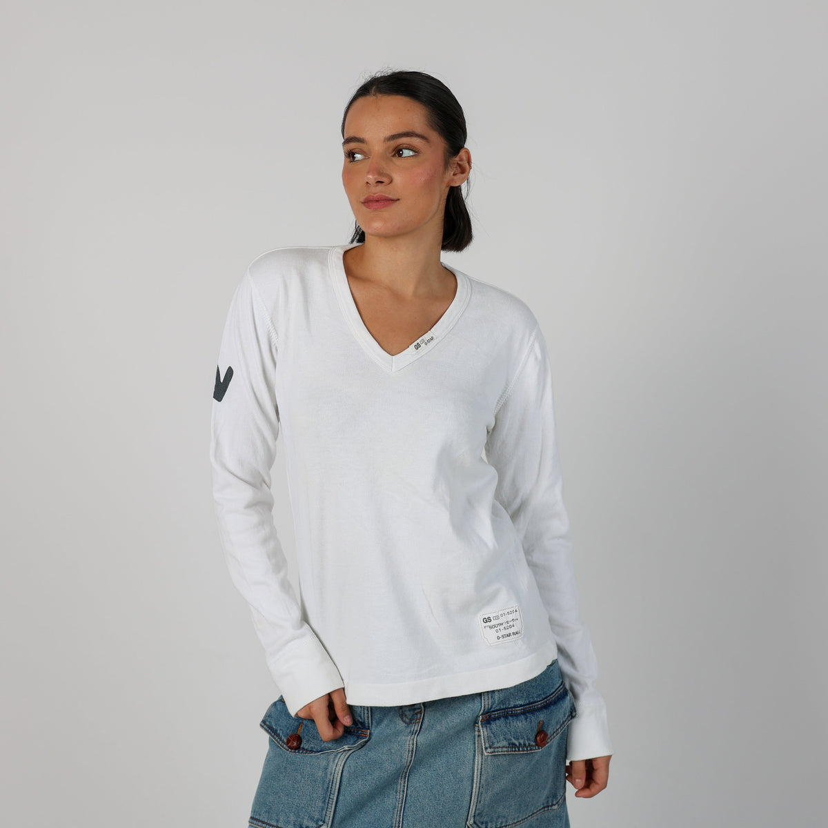 Ivory Y2K G-Star Long Sleeve Top (M)