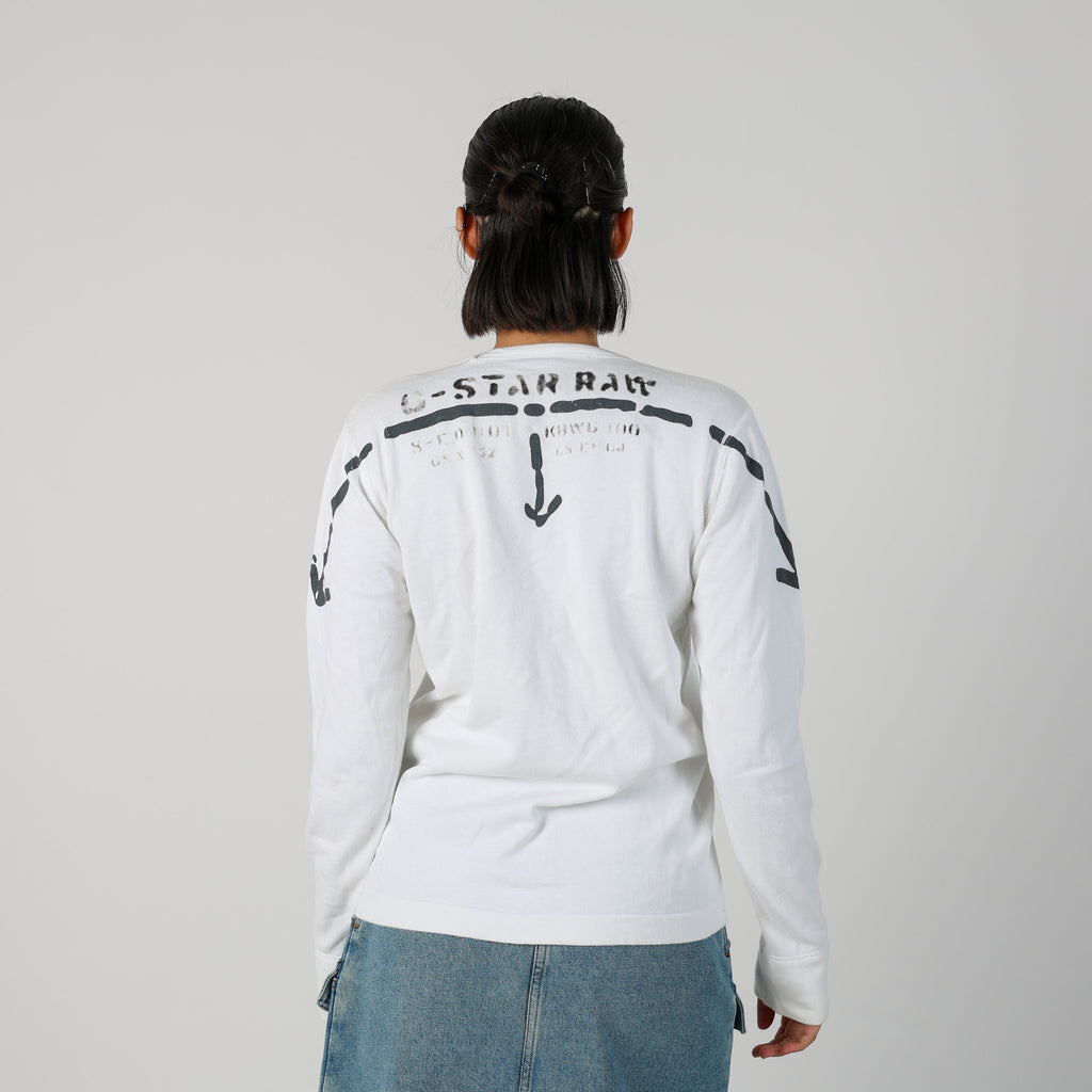 Ivory Y2K G-Star Long Sleeve Top (M)