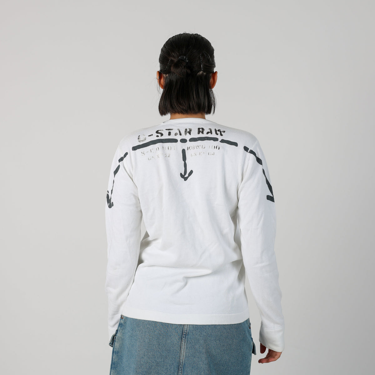 Ivory Y2K G-Star Long Sleeve Top (M)