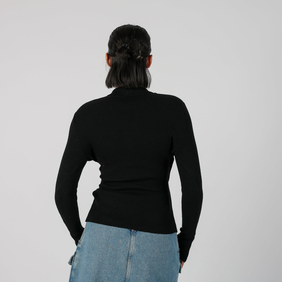 Black Y2K Long Sleeve Top (S)