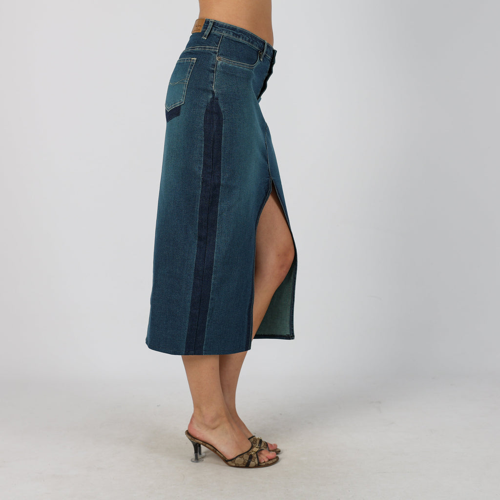 Blue Y2K Pepe Jeans Denim Midi Skirt Split (XS)