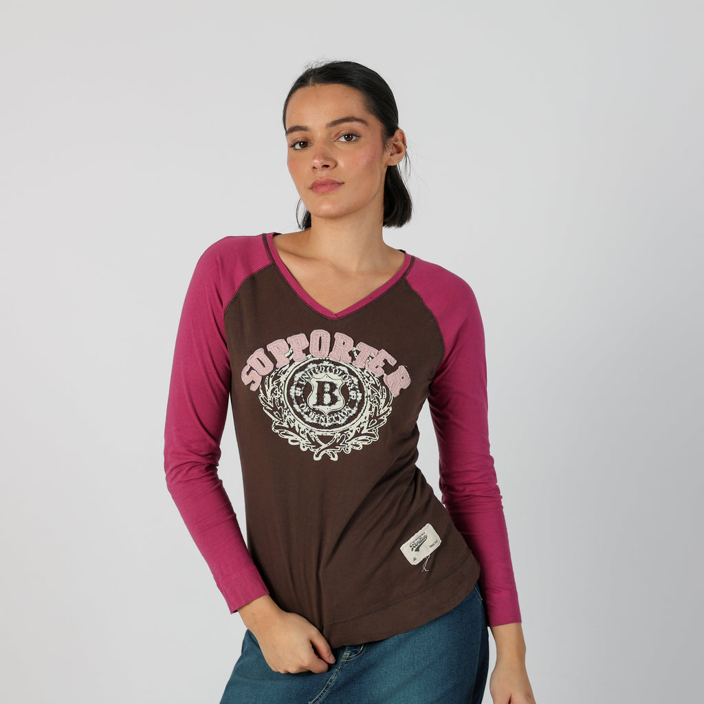 Brown Y2K United Colors of Benetton Long Sleeve Top (S)