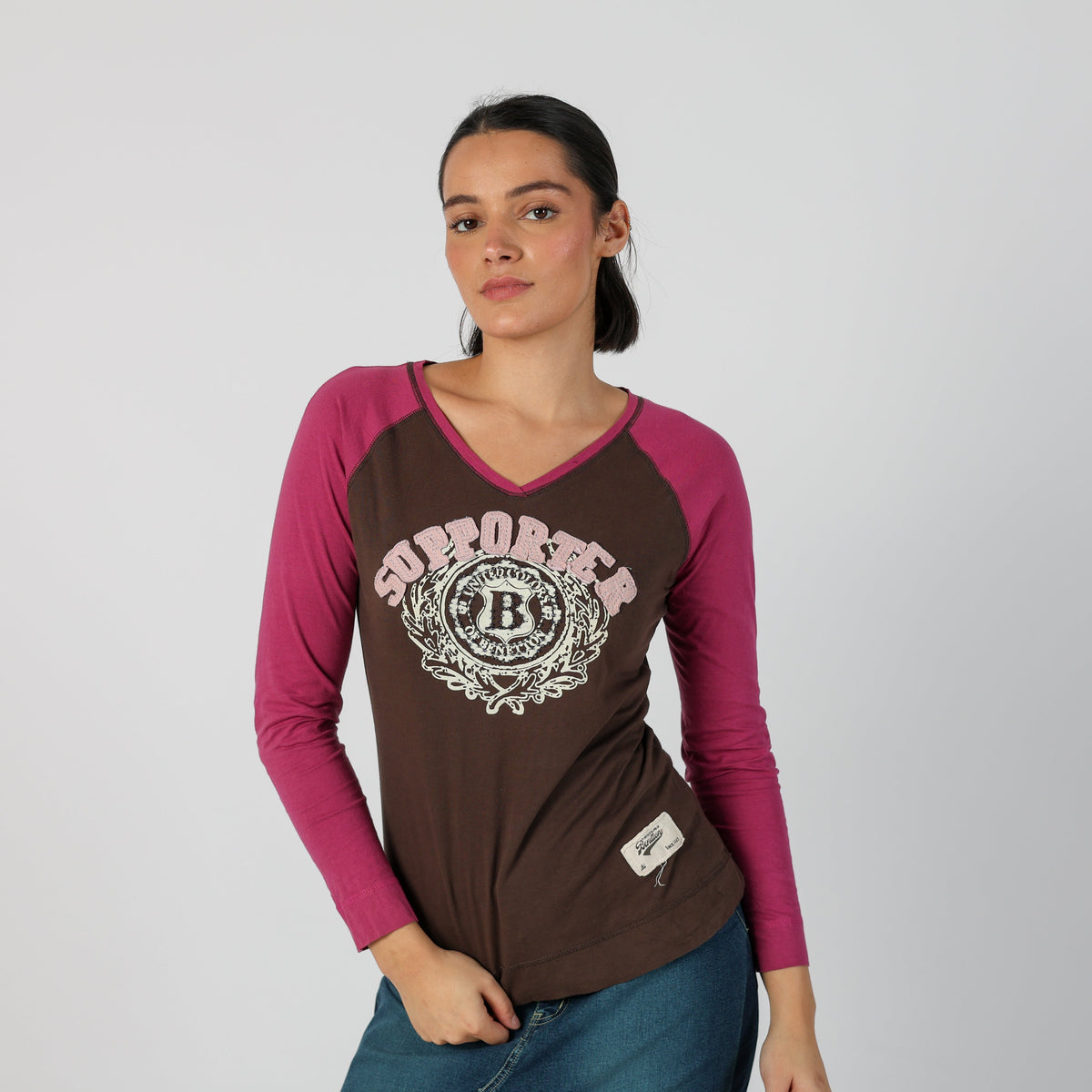 Brown Y2K United Colors of Benetton Long Sleeve Top (S)