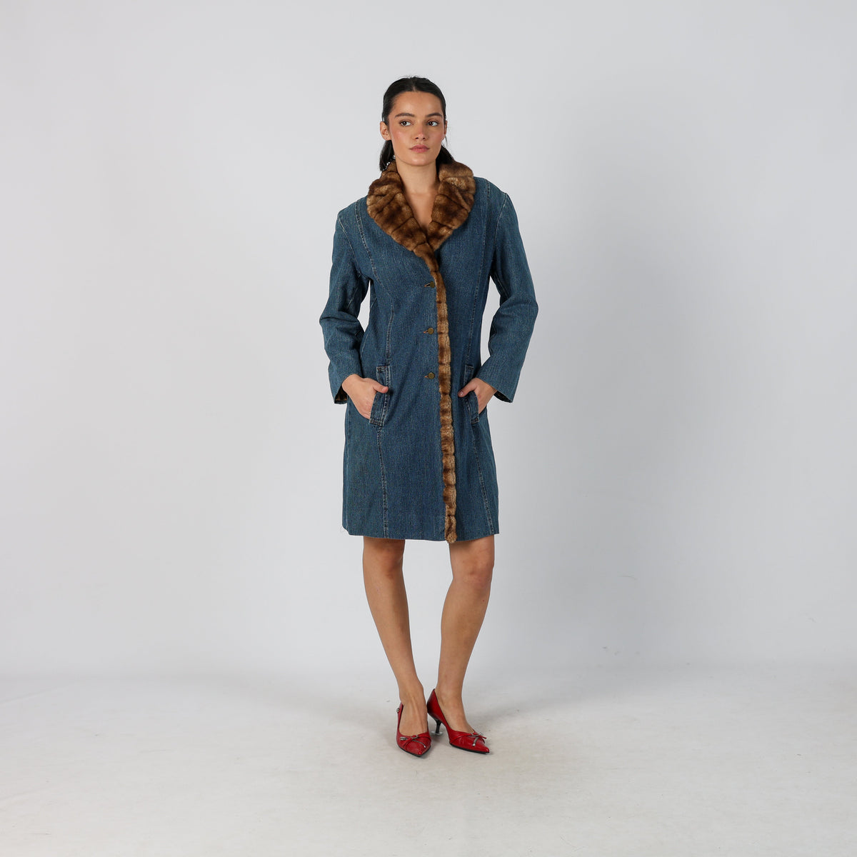 Blue Y2K Motivi Afghan Coat Faux fur (M)
