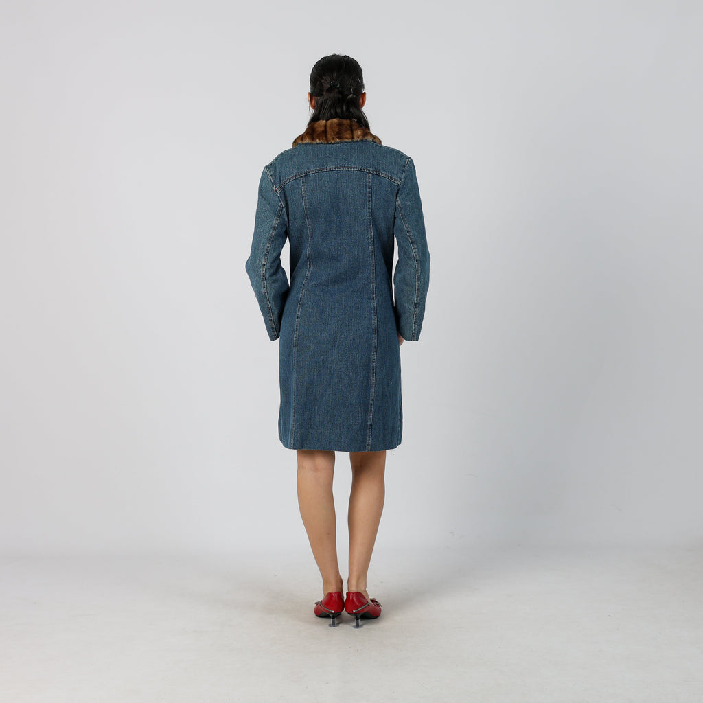 Blue Y2K Motivi Afghan Coat Faux fur (M)