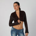 Brown Y2K Made in Italy Cardigan Mohair blend (S)