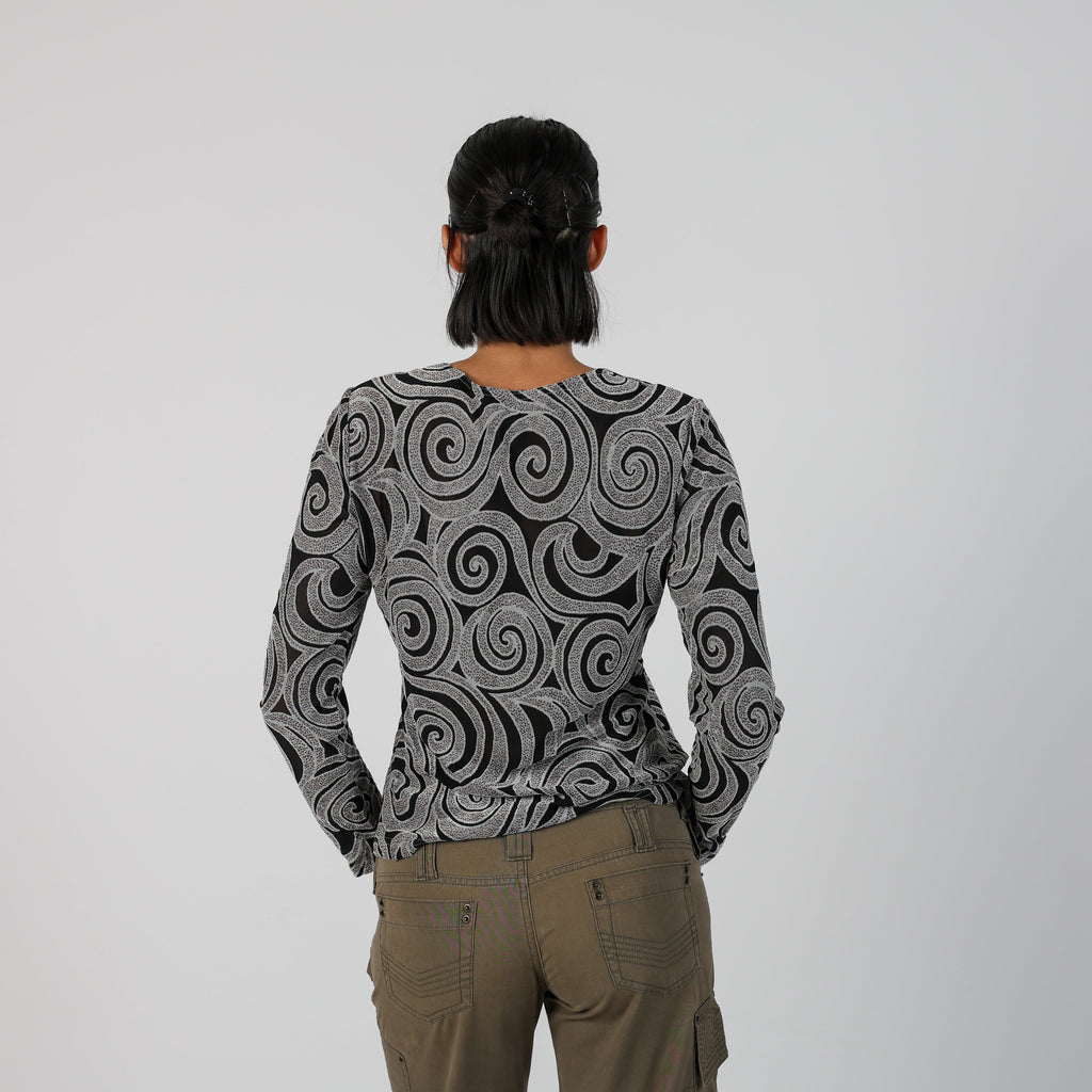 Black Y2K Anna Ferrari Long Sleeve Top Sheer (S)